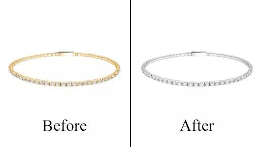 Before and after of a jewellery piece with gold plating removed